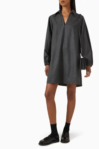 Mini Shirt Dress in Wool & Cashmere Flannel
