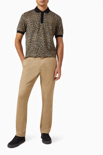 Leopard-print Polo Shirt in Cotton-piqué