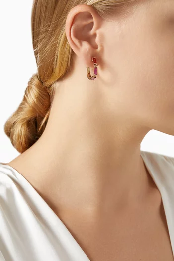 Noor Baguette Sapphire and Diamond Hoop Earrings in 18kt Rose Gold