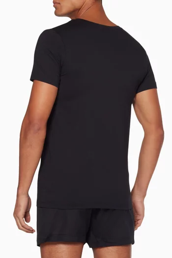 Black Cotton Superior V-Neck Top
