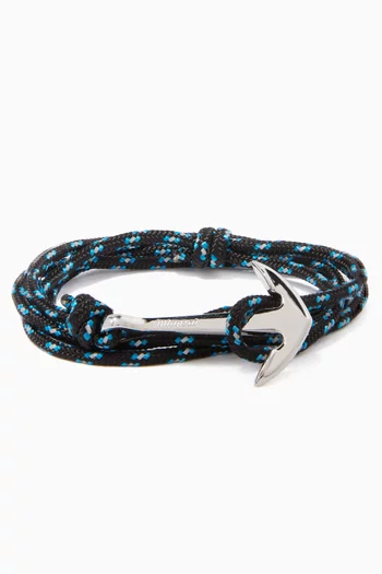 Balck & Blue Rope & Silver Plated Anchor Bracelet        