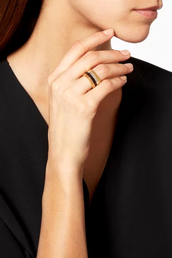 Yellow, White & Rose-Gold PVD Large Quatre Ring