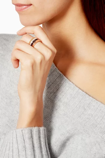 Yellow, White & Rose-Gold Diamond Pavé Large Quatre Ring