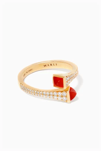 Yellow-Gold Cleo Red-Agetate Ring