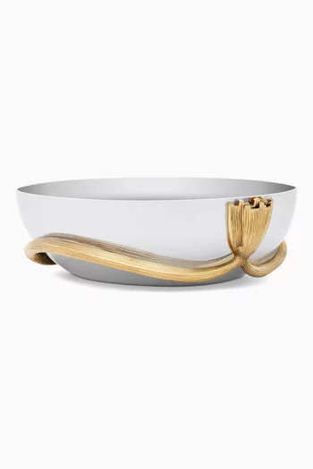 Gold Plated Deco Leaves Medium Bowl