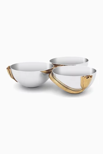 حامل تقديم توابل بتصميم أوراق ديكو مطلي بالذهب