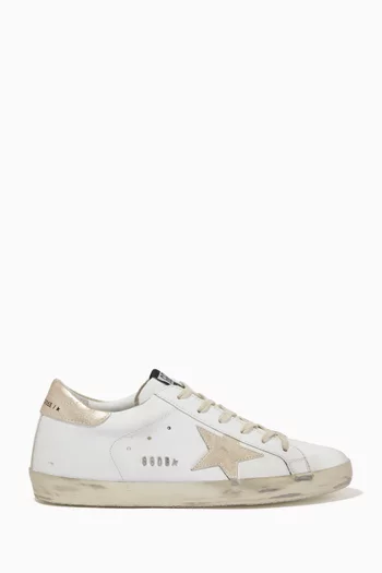 Super-Star Sneakers with Metallic Star and Heel Tab in Leather       