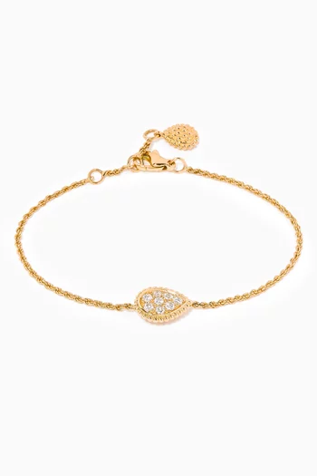 Serpent Bohème Bracelet with Pavé Diamonds in 18kt Yellow Gold, S Motif     