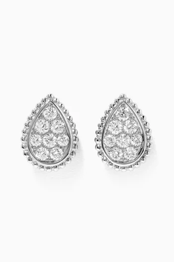 أقراط سيربنت بوهيم مرصعة بماسات بافيه ذهب أبيض عيار 18 مقاس S