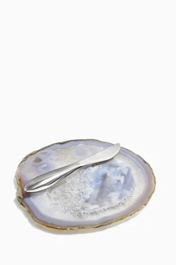 Silver Ita Cheese Plate With Spreader