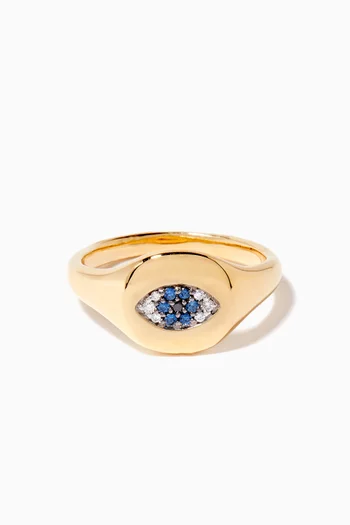 Cable Collectibles® Evil Eye Mini Pinky Ring in 18kt Yellow Gold 