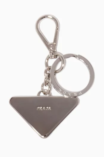 Black & Silver Saffiano Leather Keychain