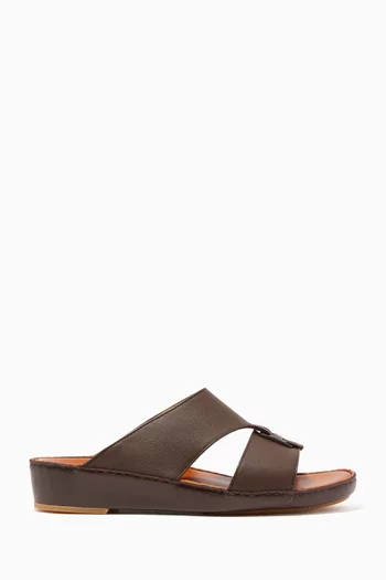 Chestnut-Brown Heritage Calfskin Sandals    