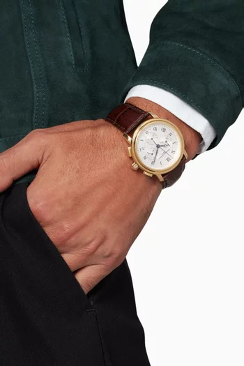 ساعة كرونوغراف كلاسيكية بسوار جلد