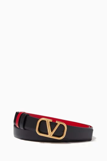 Valentino Garavani VLOGO Reversible Belt in Glossy Calfskin, 20mm   