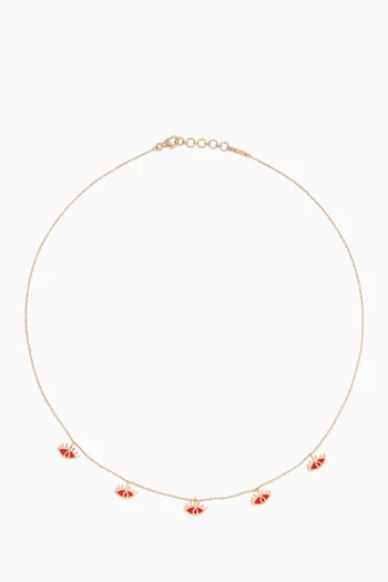 Yellow-Gold & Red-Enamel Eye Charm Necklace 