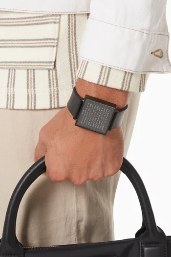 W39 Black Steel Rubber Strap Arabic Watch