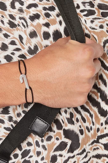 Arabic Haa Letter Silver & Fabric Bracelet