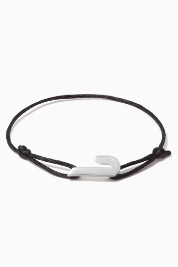 Arabic Haa Letter Silver & Fabric Bracelet