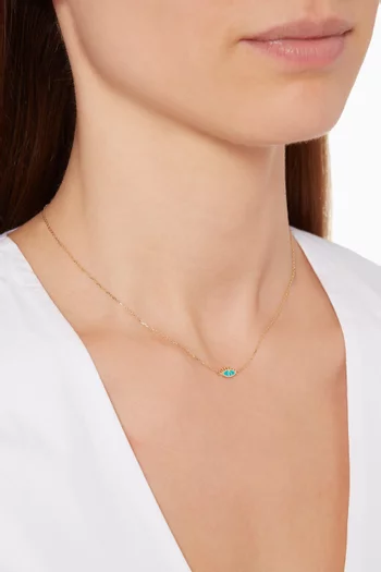 Eye Turquoise  Enamel Gold Necklace