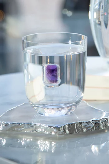 طقم أكواب إيليفو زجاجية بتصميم كلاسيكي مزدوج مرصع بأحجار الجمشت، قطعتان