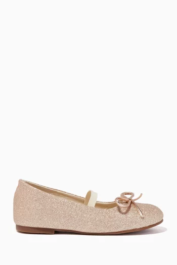 Bow Detail Glitter Ballerina Flats