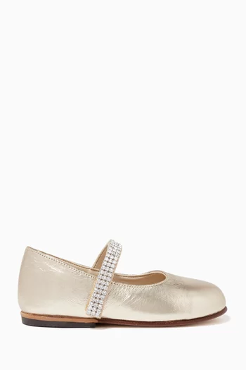 Crystal Strap Ballerina Flats