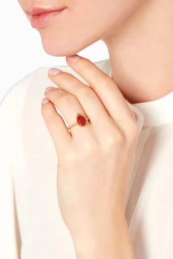 Serpent Bohème Carnelian S Motif Ring in 18kt Yellow Gold   