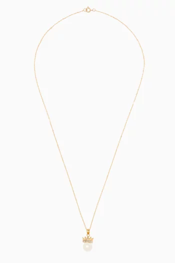 My Princess Pearl Diamond Pendant Necklace in 18kt Yellow Gold       