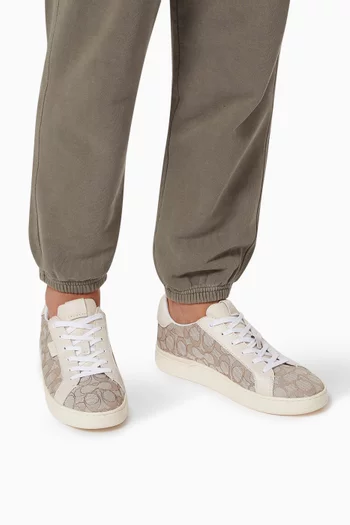 Lowline Signature Sneakers in Leather & Jacquard 