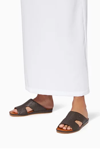 Western Arca Matelasse Chevron Lambskin Sandals            