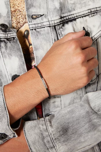 Gianni Sterling Silver & Woven Leather Bracelet          