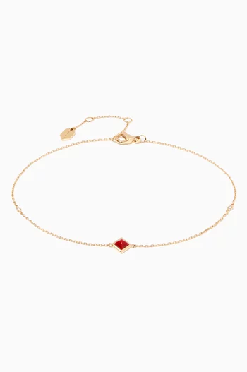 Cleo Red Coral & Diamond Anklet in 18kt Yellow Gold   