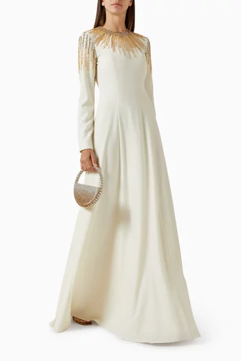 Bead-embellished Gown in Crepe