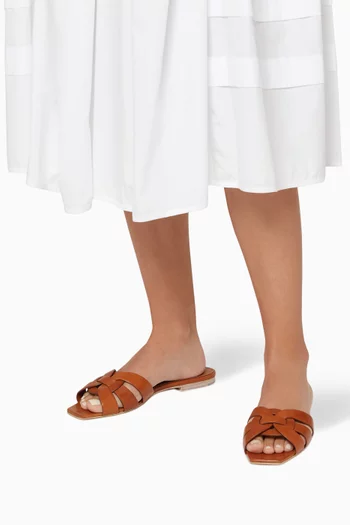 Tribute Flat Sandals in Smooth Leather