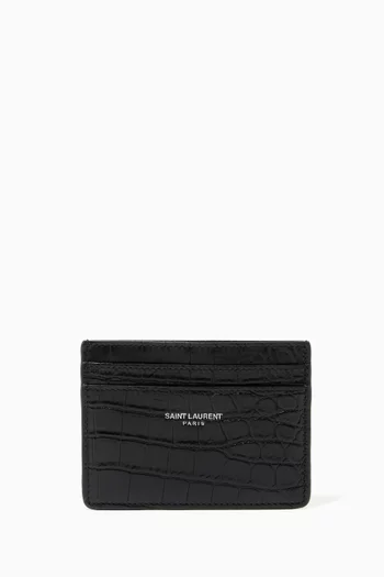 Card Case in Crocodile Embossed Leather    