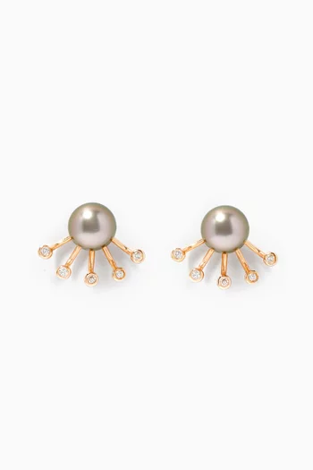 Zoja Pearl Helios Diamond Earrings in 18kt Rose Gold      