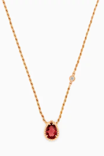 Serpent Bohème Diamond XS Motif Rhodolite Pendant in 18kt Rose Gold