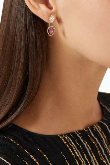 Serpent Bohème Double Motif Rhodolite Garnet Diamond Single Stud Earring in 18kt Rose Gold