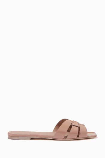 Tribute Flat Sandals in Patent Leather    