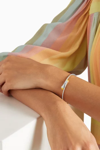 Cleo Diamond Slim Slip-on Bracelet with Yellow Quartz in 18kt White Gold         