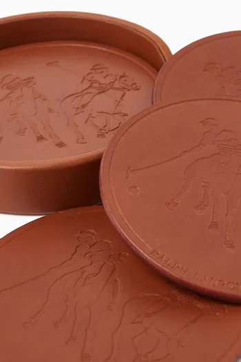 طقم قواع أكواب جاريت جلد، 4 قطع