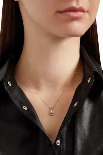 Diamond Pearl Track Necklace in 14kt Yellow Gold    