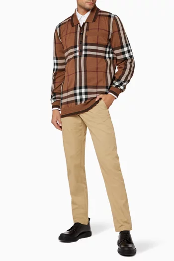 Check Intarsia Wool Polo Shirt  