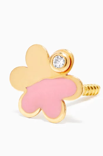 Flower Diamond Stud Earrings in 18kt Yellow Gold    
