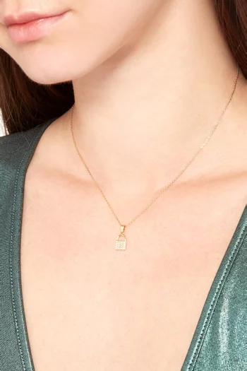 Diamond Lock Pendant Necklace in 18kt Yellow Gold  
