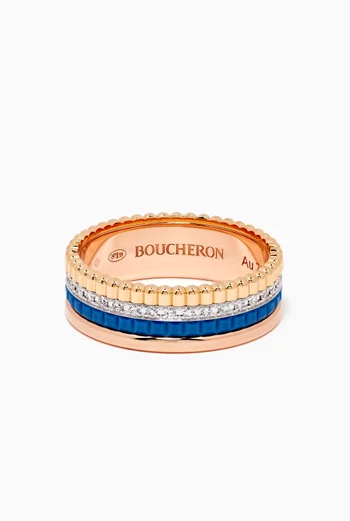 Quatre Blue Edition Small Ring with Diamonds in 18kt Gold 