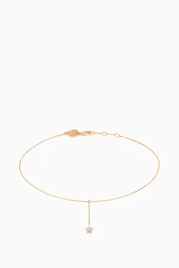 Fairy Hanging Flower Diamond Anklet in 18kt Yellow Gold 