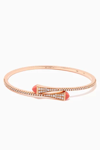 Cleo Pink Coral Diamond Slip-on Bracelet in 18kt Rose Gold       
