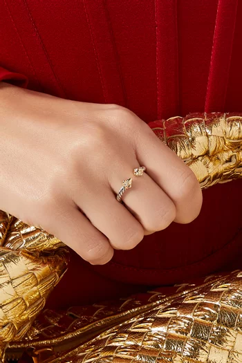 Renaissance Diamond & 14kt Yellow Gold Ring in Sterling Silver